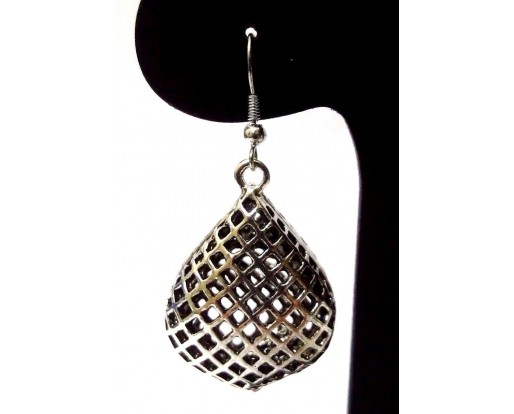 Silver Oxidized Earring Jhumka Jhumki Ethnic Jewelry Hook Drop Dangle Long EA246